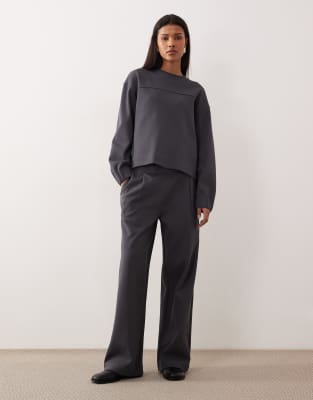 Mango Cotton Mix Pique Sweatshirt Co-ord In Multi