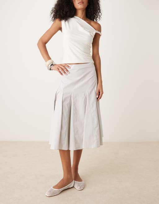 Pleated Midi Mango White Midi Skirt Mango Cotton Mix Pleated Midi