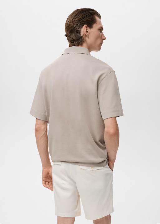Mango cotton mix polo top in grey, 2 of 5