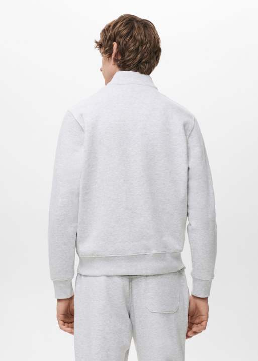 Mango cotton mix quarter zip knitted jumper in light grey, 4 of 4