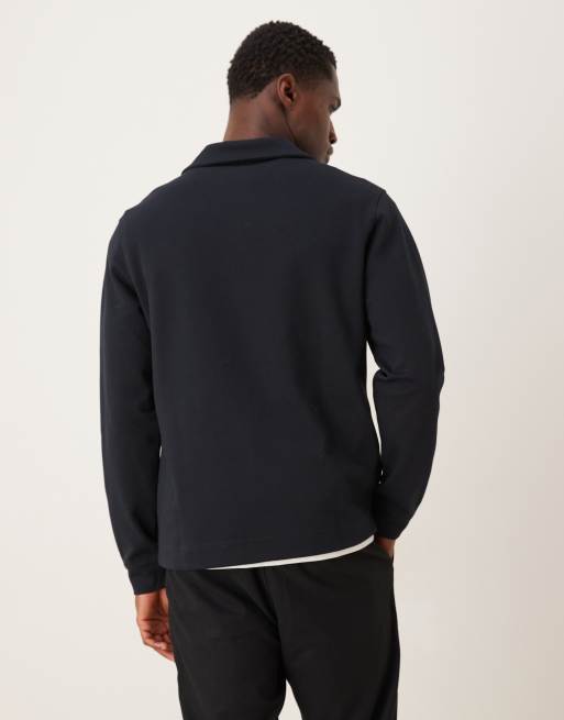 Mango cotton mix quarter zip top in light gray | ASOS