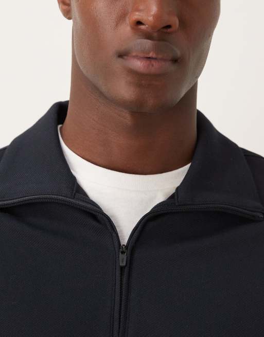 Mango cotton mix quarter zip top in light gray | ASOS