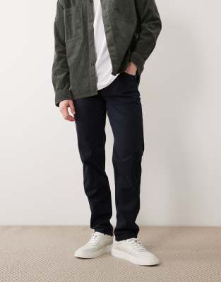 Mango Cotton Mix Regular Fit Tapered Trousers In Blue