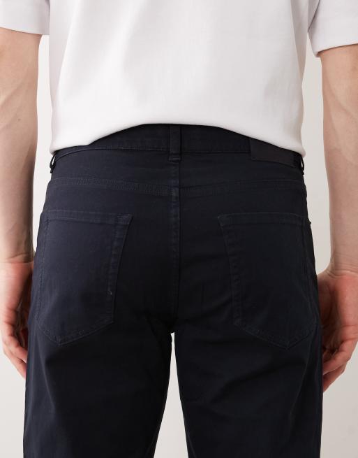Mango cotton mix regular fit tapered pants in navy, 4 of 5