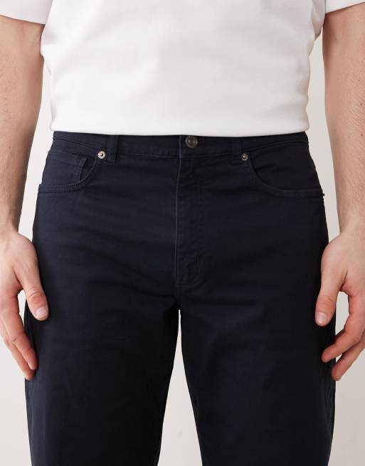 Mango cotton mix regular fit tapered pants in navy, 5 of 5