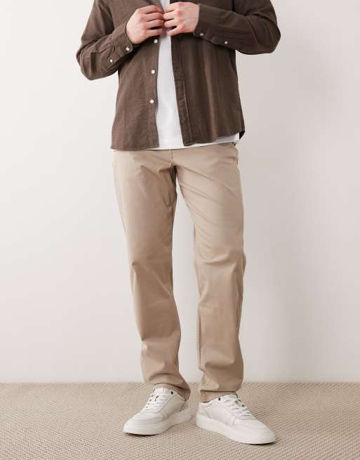 Mango cotton mix regular fit tapered trousers in ecru, 2 of 5