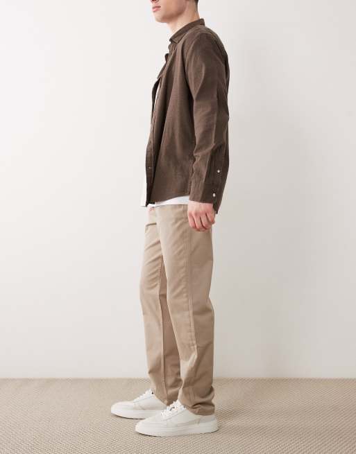 Mango cotton mix regular fit tapered trousers in ecru, 3 of 5