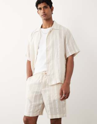 Mango Cotton Mix Relaxed Fit Striped Shorts In Black