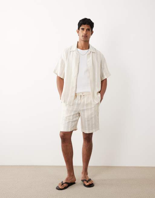 Mango cotton mix relaxed fit striped shorts in ecru, 2 of 5
