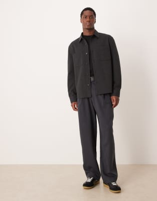 Mango Cotton Mix Shacket In Gray