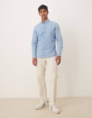 Mango Cotton Mix Shirt In Blue
