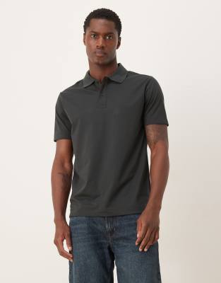 Mango Cotton Mix Short Sleeve Polo Top In Green