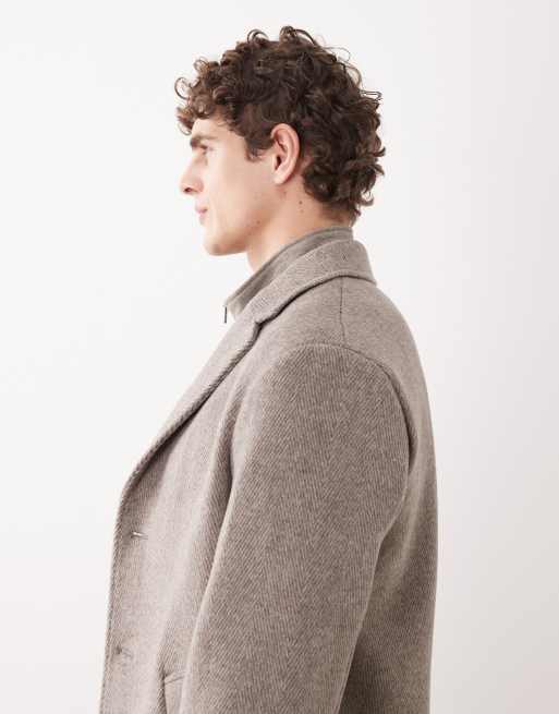 Mango cotton mix tailored coat in beige, 4 of 5