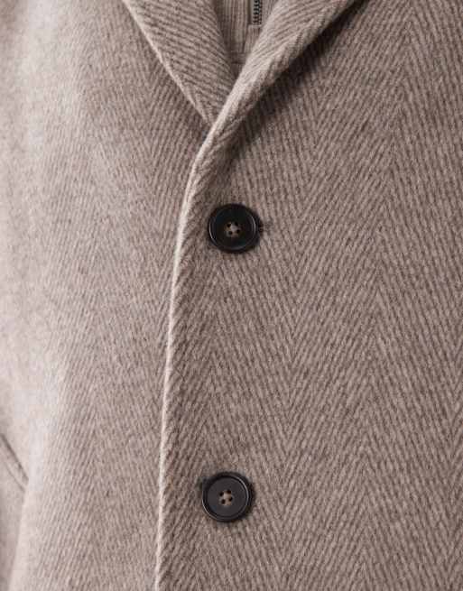 Mango cotton mix tailored coat in beige, 5 of 5