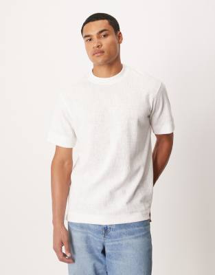 Mango Cotton Mix Textured T-shirt In Neutral