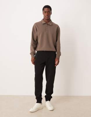 Mango Cotton Mix Tie Waist Cuffed Sweatpants In Black