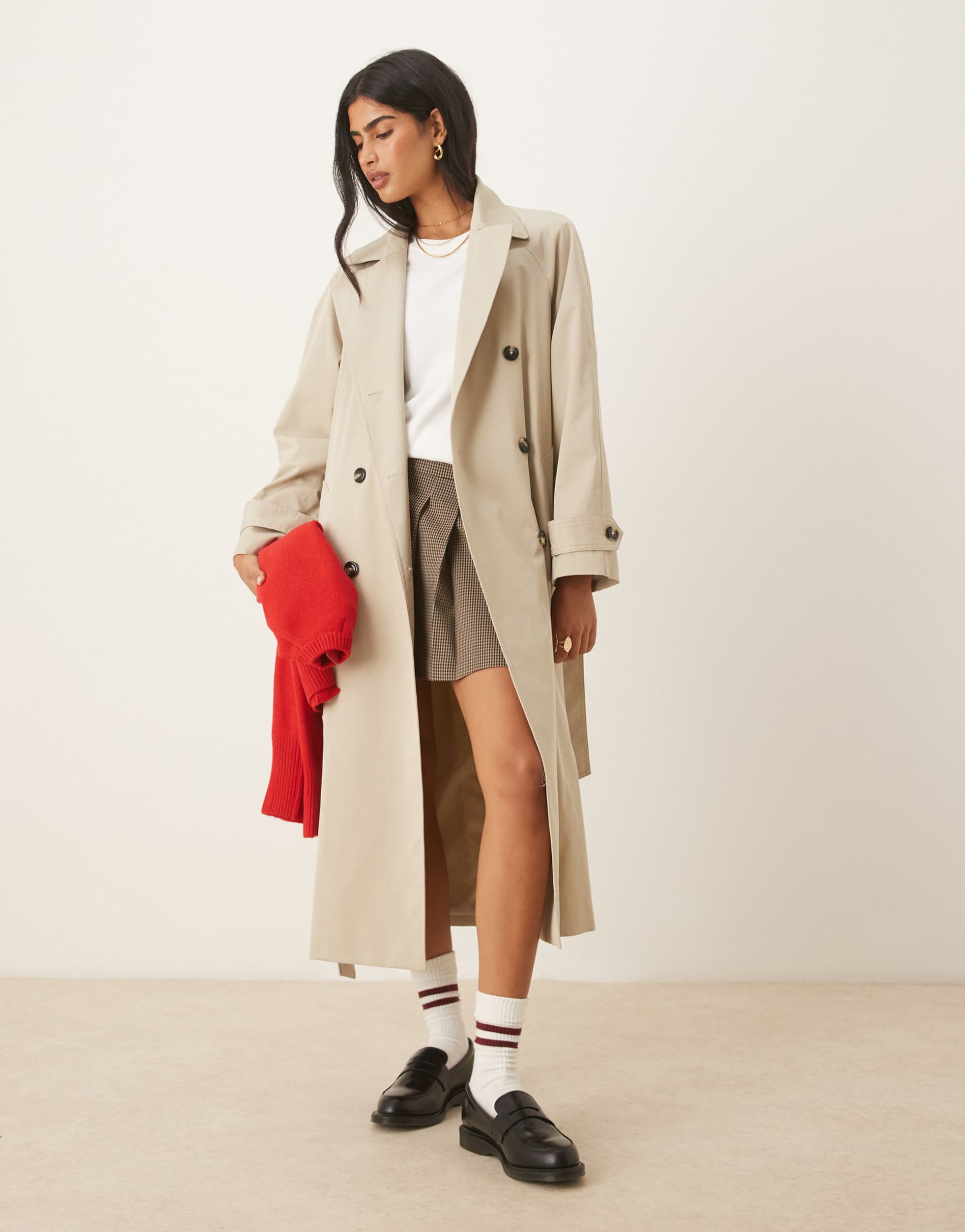mango cotton mix trench coat in beige