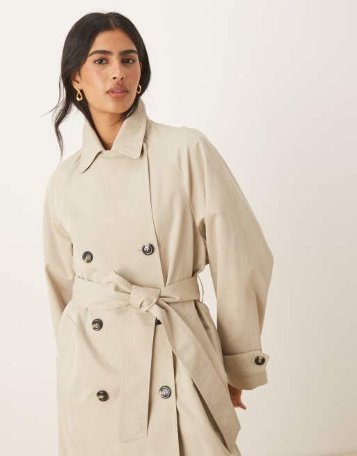 Mango cotton mix trench coat in beige