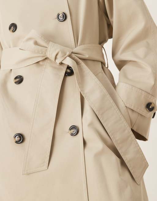 Mango cotton mix trench coat in beige