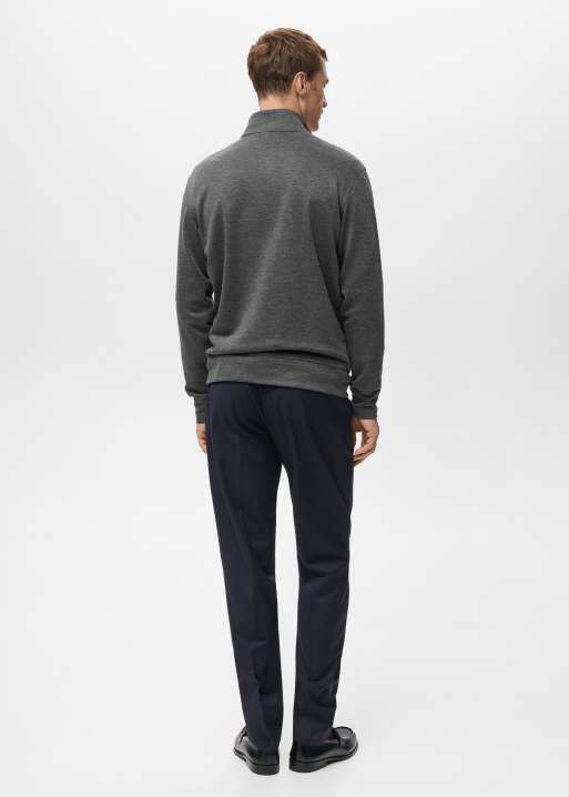 Mango cotton mix zip through sweatshirt in charcoal, 3 of 4