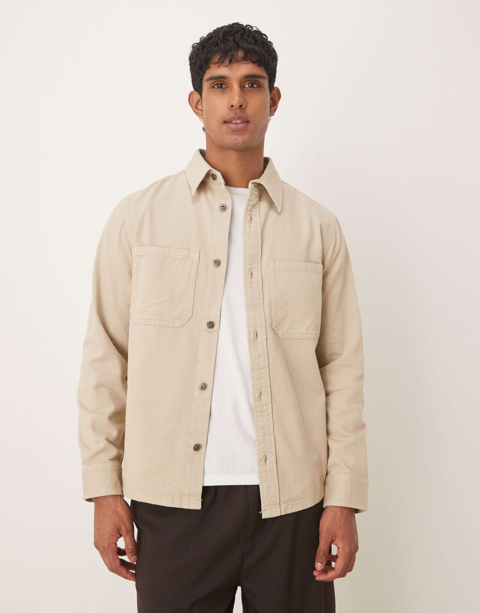 Верхняя рубашка из хлопка Mango цвета экрю