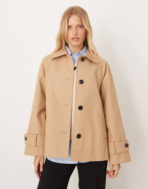 Mango cotton parka jacket in light beige - view 1