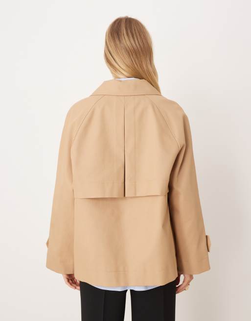 Mango cotton parka jacket in light beige