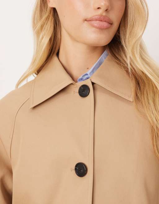 Mango cotton parka jacket in light beige
