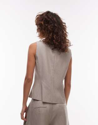 Mango Cotton Pinstripe High Neck Vest