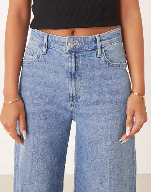 Mango cotton pleat front wide leg jean in light blue, 5 of 5