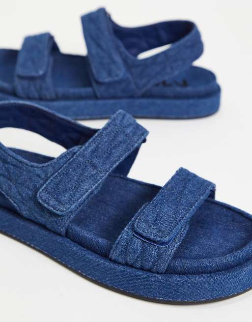 Mango cotton quilted grandad sandals in denim blue MBLUE ASOS