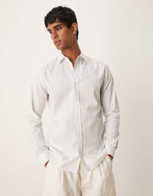 cotton regular fit shirt in blue and white stripe