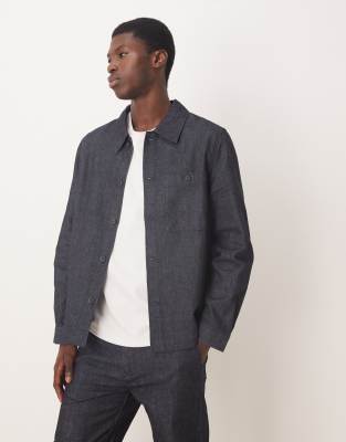 Mango Mango cotton relaxed shacket co-ord in indigo-Blue