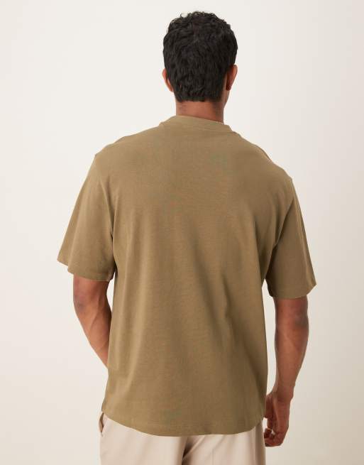 Mango cotton relaxed t-shirt in khaki, 4 of 4