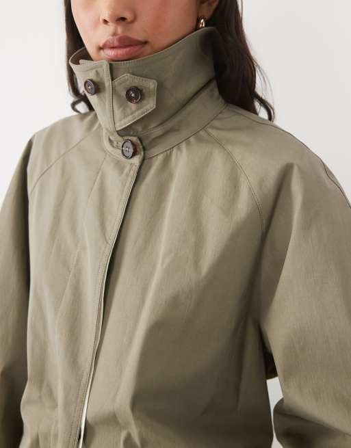Mango cotton rich belted maxi trench coat in khaki, 4 of 4