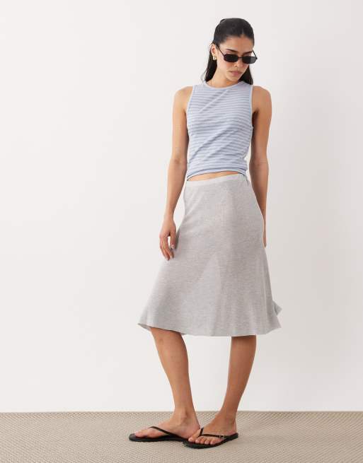 Mango cotton rich boat neck sleeveless top in blue stripe, 2 of 4