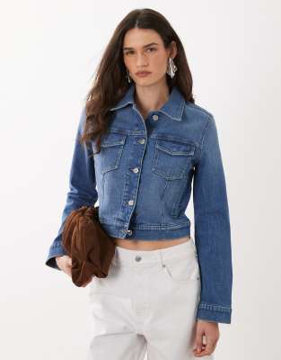 Mango Cotton Rich Classic Denim Jacket In Blue