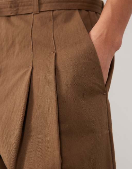 Mango cotton rich cuffed pants in olive, 4 of 5