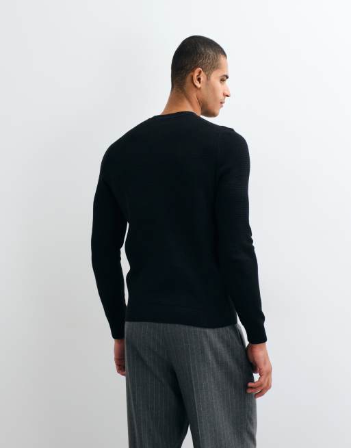 Mango cotton rich knitted jumper in black, 4 of 10