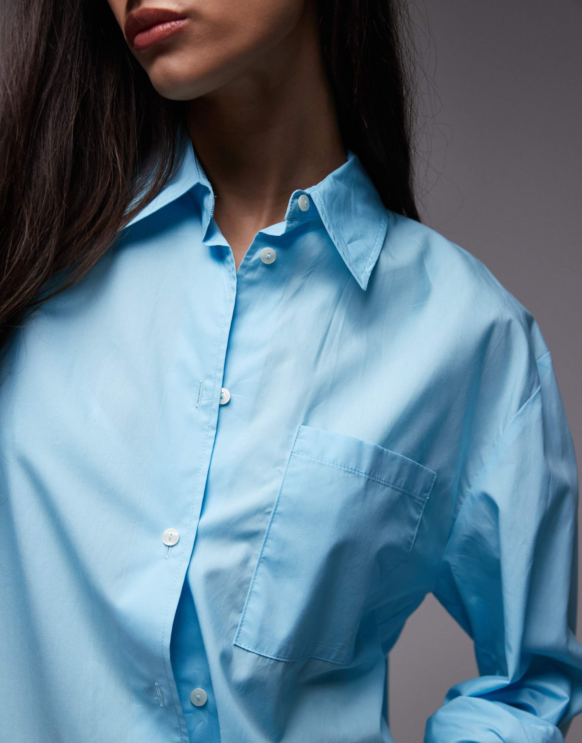 mango cotton rich oversized lightweight shirt in blue