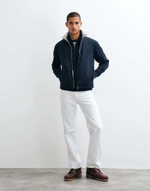 Mango cotton rich quarter zip sweatshirt in navy, 2 of 5