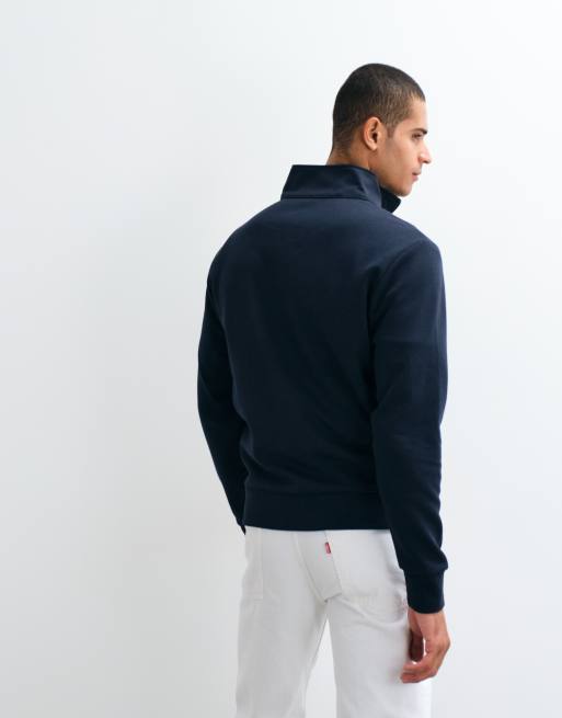 Mango cotton rich quarter zip sweatshirt in navy, 5 of 5