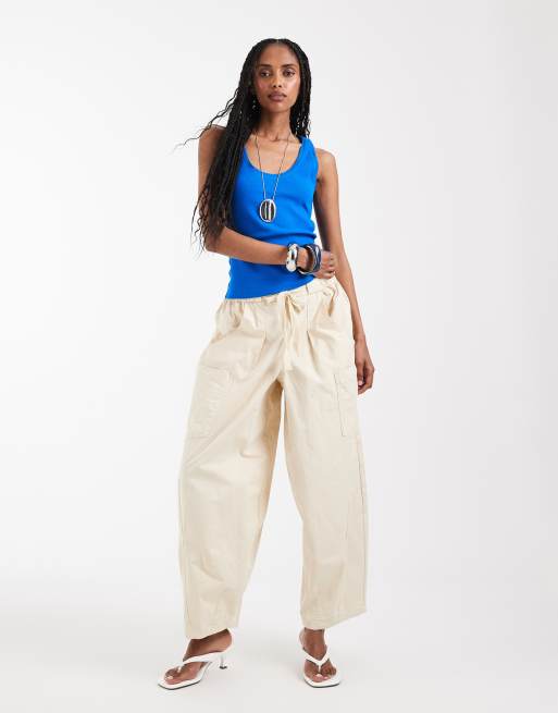 Mango cotton rich scoop neck tank top in blue, 2 of 8