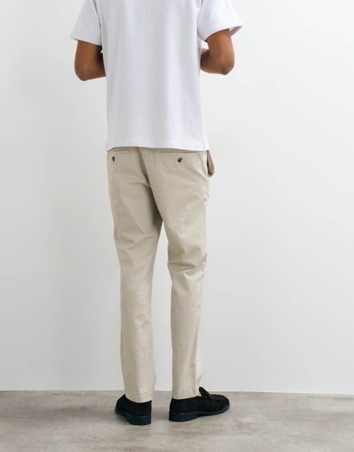 Mango cotton rich slim fit trousers in ecru, 3 of 5