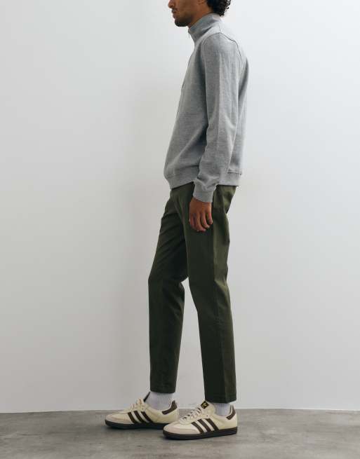Mango cotton rich slim fit trousers in khaki, 2 of 5