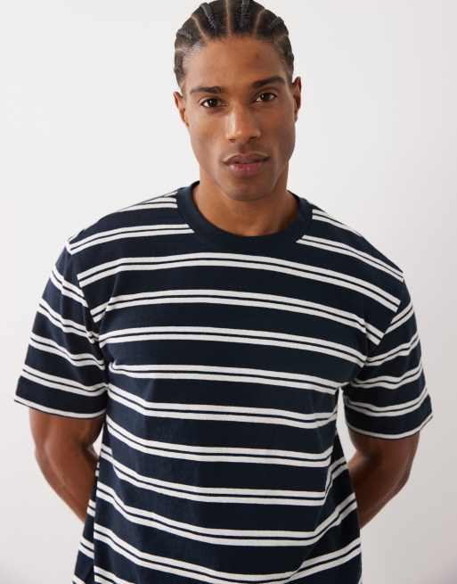 Mango cotton rich striped t-shirt in navy, 3 of 5