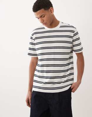 Mango Cotton Rich Striped T-shirt In Neutral