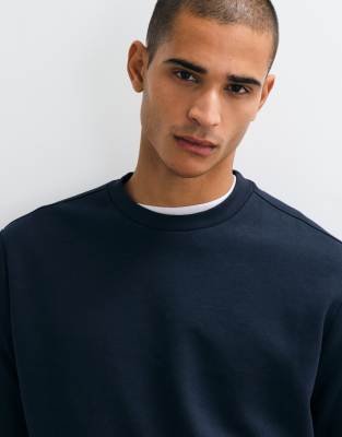 Mango Cotton Rich Sweatshirt In Navy