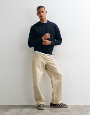 Mango Cotton Rich Sweatshirt In Navy