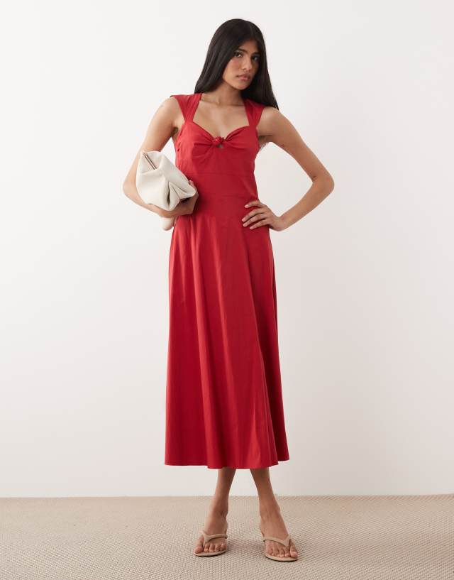 MANGO - Midi-dress with Open Back Red